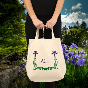 Purple Iris Personalized Tote Bag