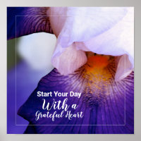 Purple Iris Photo Grateful Heart Quote