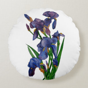 purple iris round pillow