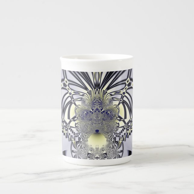 Purple Iris Sacred Geometry Fractal Art Bone China Mug (Front)
