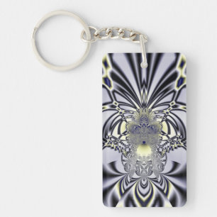 Purple Iris Sacred Geometry Fractal Art Keychain