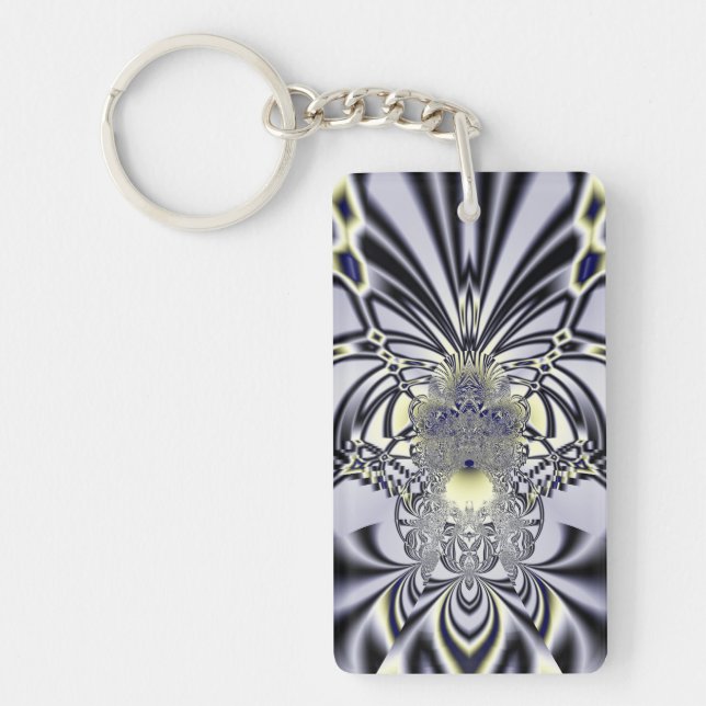 Purple Iris Sacred Geometry Fractal Art Keychain (Front)