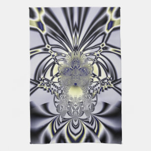 Purple Iris Sacred Geometry Fractal Art Kitchen Towel
