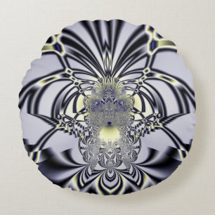 Purple Iris Sacred Geometry Fractal Art Round Pillow
