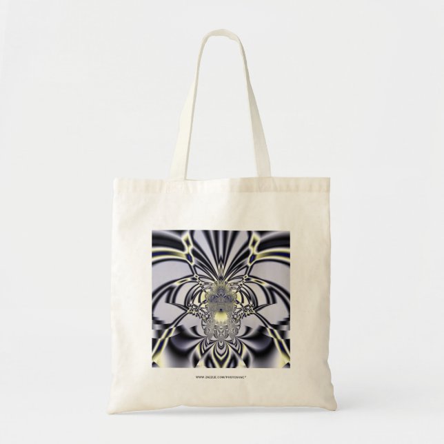 Purple Iris Sacred Geometry Fractal Art Tote Bag (Front)