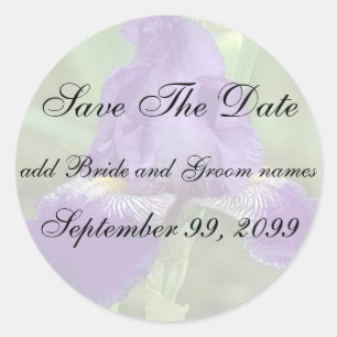 Purple Iris Save The Date Reminder Stickers