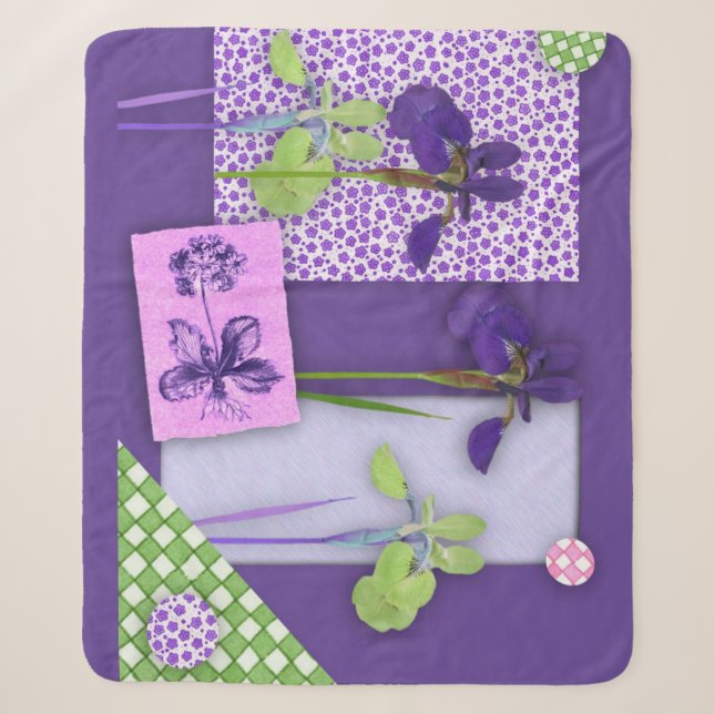Purple Iris  Sherpa Blanket (Front)