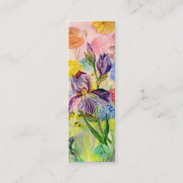 'Purple Iris' Small Bookmark Mini Business Card (Front)