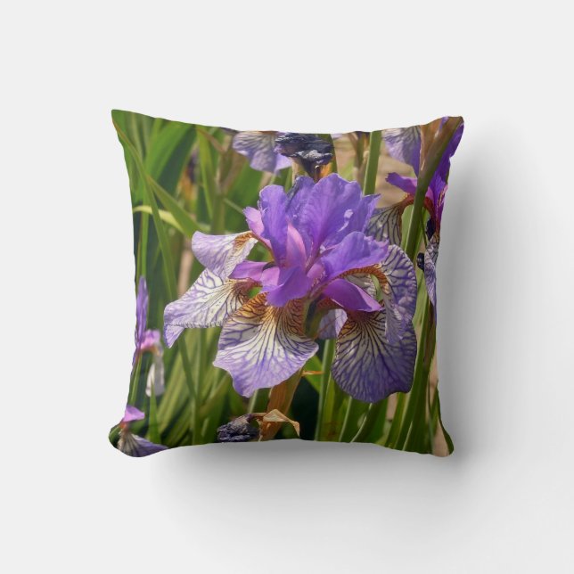 Purple Iris Throw Pillow (Front)