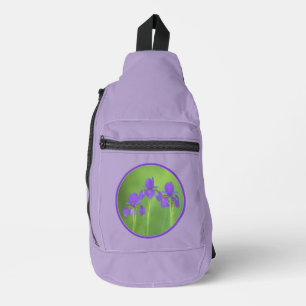 Purple Iris Trio Painting Original Flower Art Sling Bag