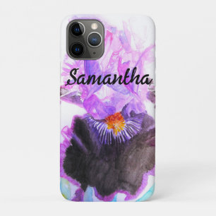 Purple Iris Watercolor Flower Floral Birthday iPhone 11 Pro Case