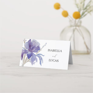 Purple Iris Watercolor Wedding  Place Card