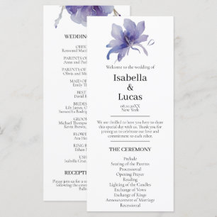 Purple Iris Watercolor Wedding Program