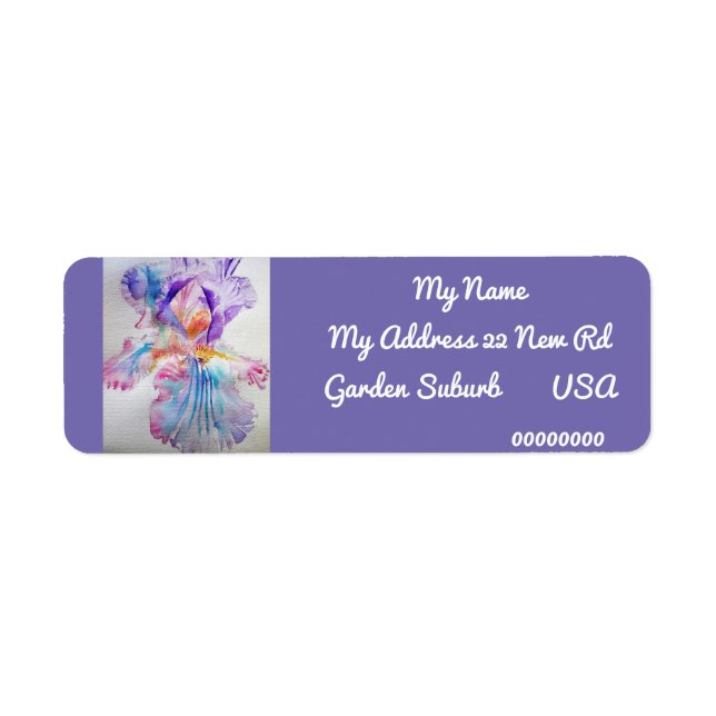 Purple Iris Watercolour Return Address Labels (Front)