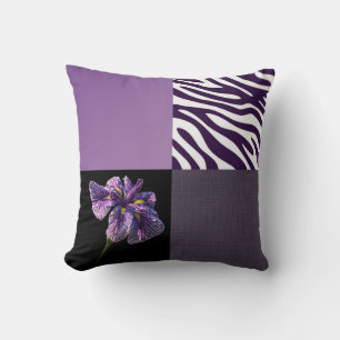 Purple Iris Zebra Stripe Gradient Colours Texture Throw Pillow