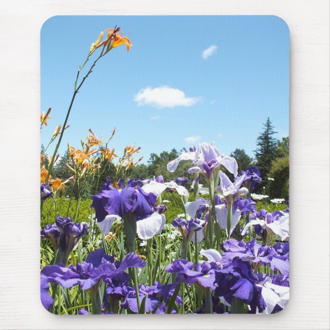 Purple Irises and Sky Mousepad (Front)