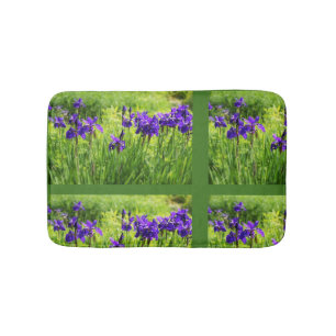 Purple Irises Botanical Floral Art Bath Matt Bath Mat