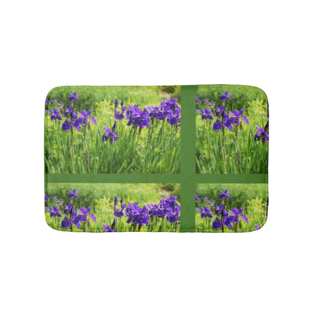 Purple Irises Botanical Floral Art Bath Matt Mat (Front)