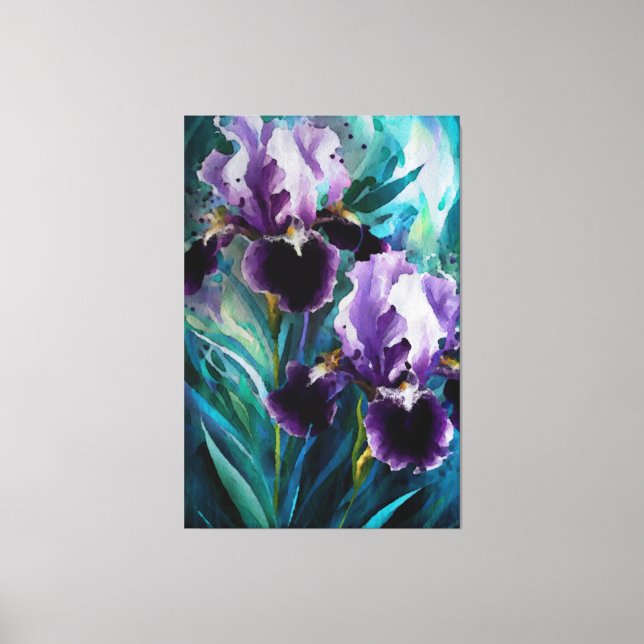 *~* Purple Irises  Flower Artsy Iris Painting AP84 Canvas Print (Front)