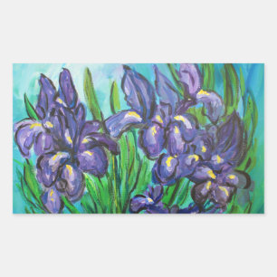 Purple Irises Flower Painting Label Decal Stickers