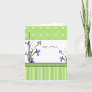 Purple Irises Happy Birthday Card