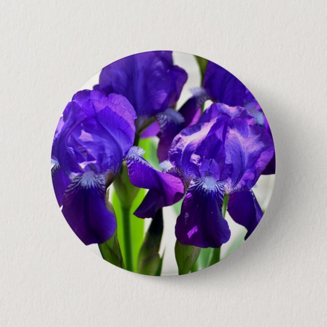 Purple Irises Iris Flower 2 Inch Round Button (Front)