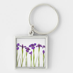 Purple Irises - Iris Flower Customized Template Keychain