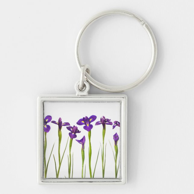 Purple Irises - Iris Flower Customized Template Keychain (Front)