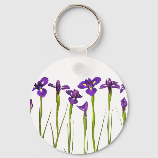 Purple Irises - Iris Flower Customized Template Keychain (Front)