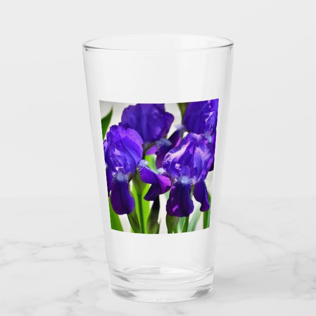Purple Irises Iris Flower Glass (Front)