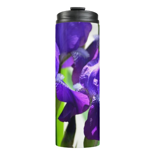Purple Irises Iris Flower Thermal Tumbler (Front)