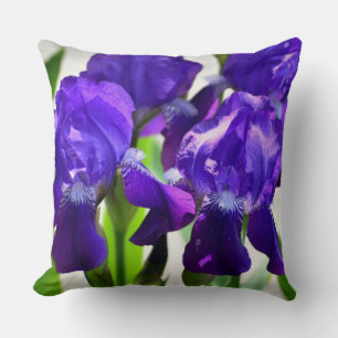 Purple Irises Iris Flower Throw Pillow