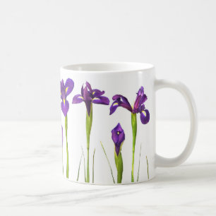 Purple Irises on White Background - Floral Iris Coffee Mug