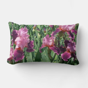 Purple Irises Spring Floral Lumbar Pillow