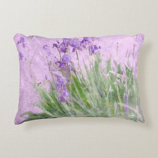 Purple Irises Watercolor - Decorative Pillow (Front)