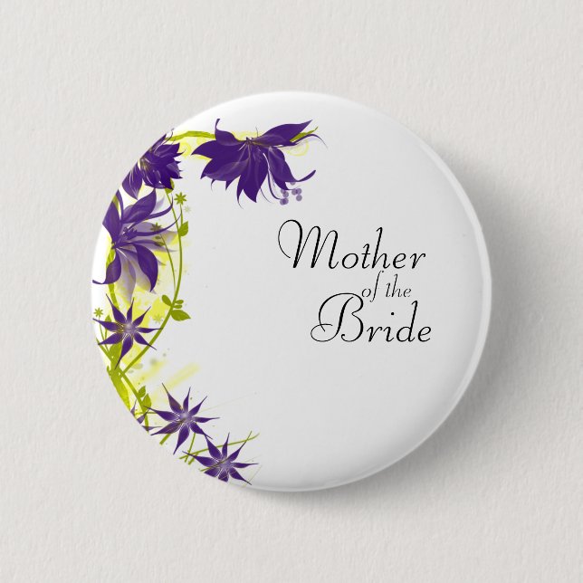 Purple Island Wedding Flowers Mother of the Bride 2 Inch Round Button (Front)