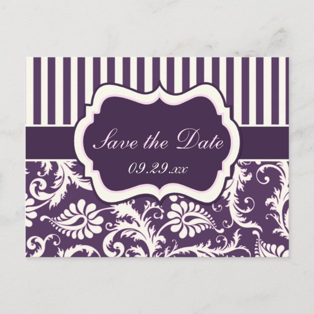 Purple, ivoire, Damas rose Enregistrer la carte Da (Devant)