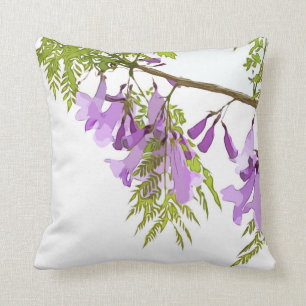 Purple Jacaranda flower on sky background Throw Pillow
