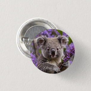 Purple Jacaranda Koala Bear, 1 Inch Round Button