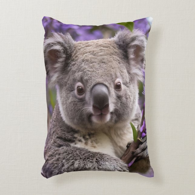 Purple Jacaranda Koala Bear, Accent Pillow (Front(Vertical))
