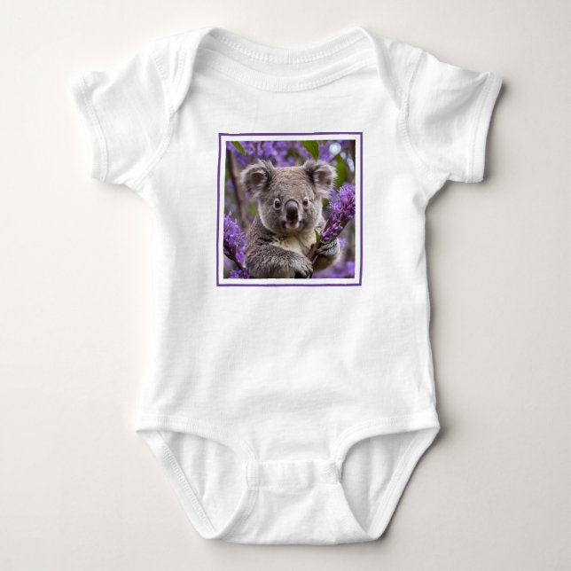 Purple Jacaranda Koala Bear, Baby Bodysuit (Front)