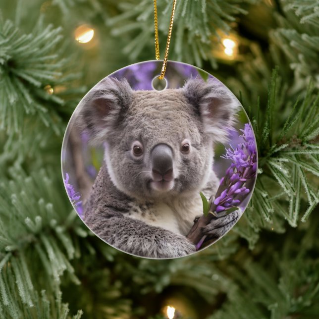 Purple Jacaranda Koala Bear, Ceramic Ornament (Tree)