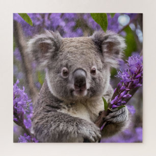 Purple Jacaranda Koala Bear, Jigsaw Puzzle