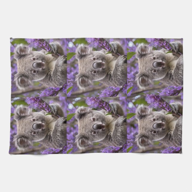 Purple Jacaranda Koala Bear, Kitchen Towel (Horizontal)