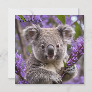 Purple Jacaranda Koala Bear, Thank You Card
