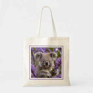 Purple Jacaranda Koala Bear, Tote Bag