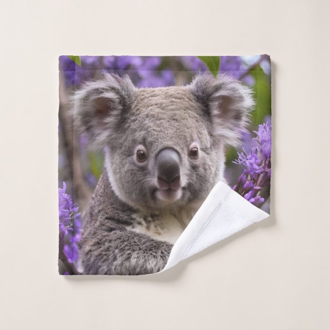 Purple Jacaranda Koala Bear, Wash Cloth (Wash Cloth)