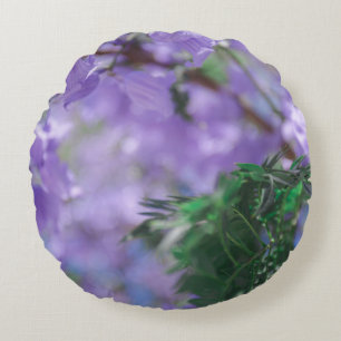 Purple Jacaranda Tree Flowers Round Pillow
