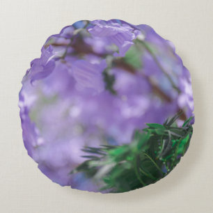 Purple Jacaranda Tree Flowers Round Pillow
