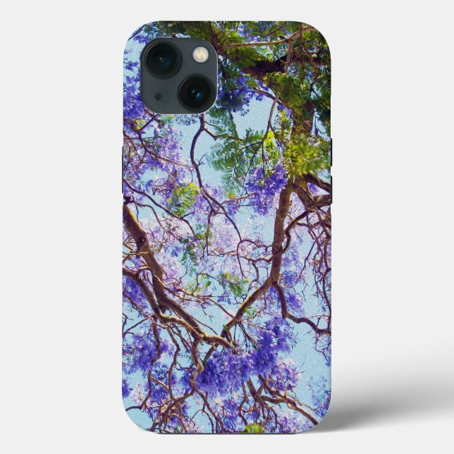 Purple Jacaranda Tree Oil Paint, iPhone 13 Case (Back)
